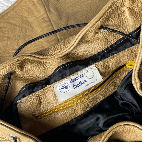 Soft Leather 90s Drawstring Backpack in Camel - Picture 10 of 11